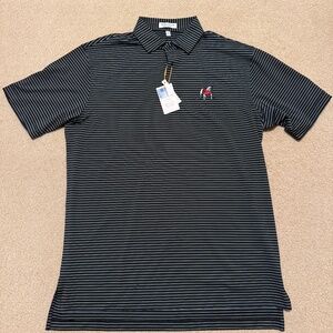 NEW Georgia UGA Bulldogs Football Peter Millar Polo Medium Black Stripes NWT